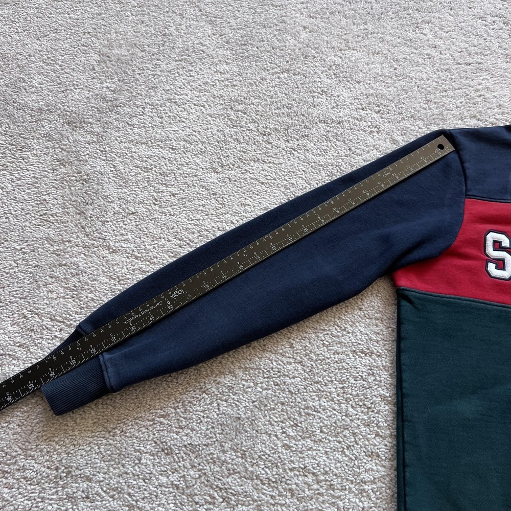 Superdry Sweatshirt Mens XL Navy Red Green Fleece Crewneck Sport Logo Colorblock - Picture 16 of 16